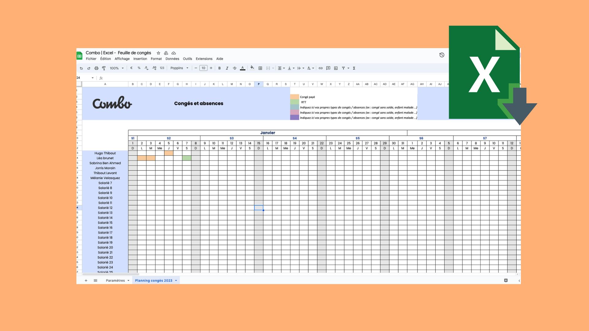 Template Mod le Excel Planning De Cong s